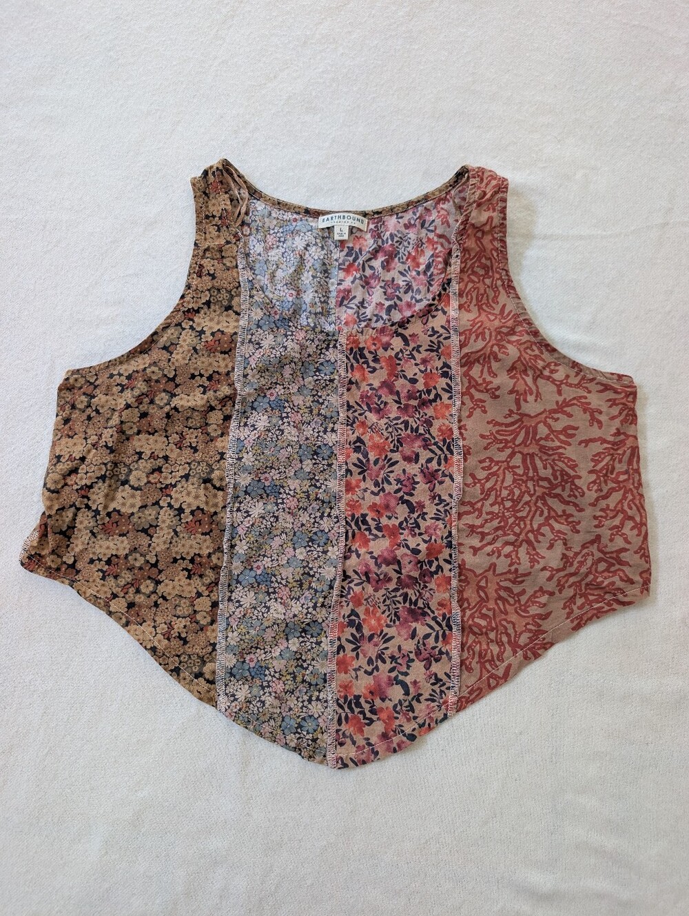 Earthbound Cotton Floral Patchwork Tank Top M